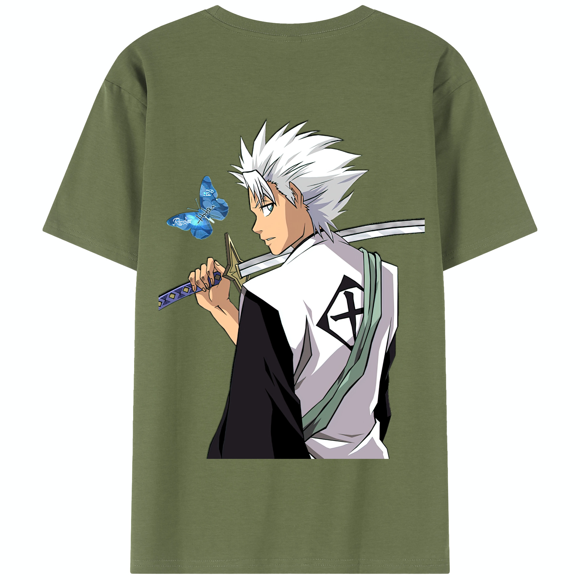 （画像用） ブリーチ 日番谷冬獅郎（ひつがや とうしろう） BLEACH Hitsugaya Toushirou 綿100％半袖Tシャツ（背面プリント）